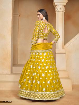 Yellow Embroidered Heavy Organza Designer Lehenga With Blouse 2