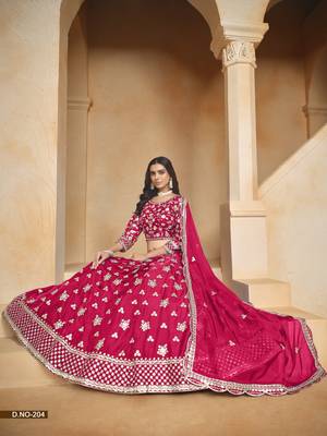 Rani Pink Embroidered Heavy Organza Designer Lehenga With Blouse 2