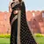 Embroidered Zari Resham Patch Border Georgette Black Saree With Matching Blouse Piece