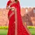 Embroidered Zari Resham Patch Border Georgette Red Saree With Matching Blouse Piece