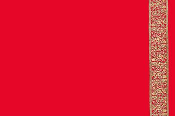 Embroidered Zari Resham Patch Border Georgette Red Saree With Matching Blouse Piece 5