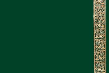 Embroidered Zari Resham Patch Border Georgette Bottle Green Saree With Matching Blouse Piece 5