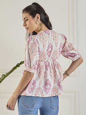 Winered women printed cotton ruched top 5