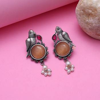 Peach color oxidised earrings 1