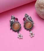 Peach color oxidised earrings