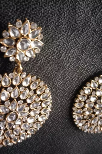 White stone studded bridal maang tikka set
