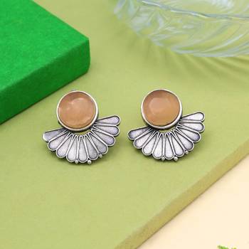 Peach color oxidised earrings 1