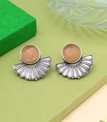 Peach color oxidised earrings