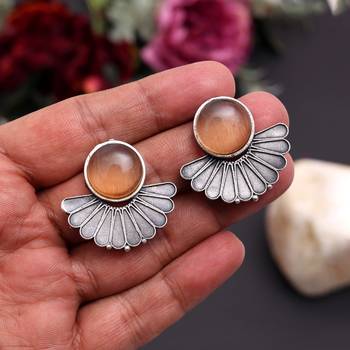 Peach color oxidised earrings 2