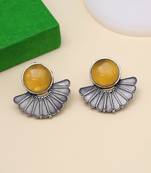 Mustard yellow color oxidised earrings