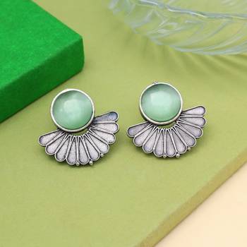 Light green color oxidised earrings 1