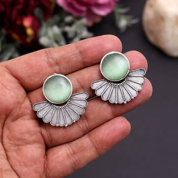 Light green color oxidised earrings 2