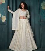 Embroidered Sequins Off White Georgette Designer Lehenga Choli