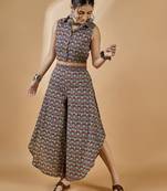 Winered women brown crop top and flared pant co-ord set