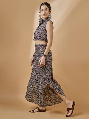 Winered women brown crop top and flared pant co-ord set 3