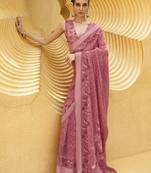 Printed georgette classic saree in pink