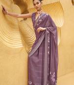 Printed georgette classic saree in purple