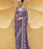 Printed georgette classic saree in lavender