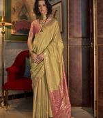 Tussar silk weaving golden saree