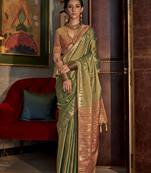Tussar silk weaving green saree