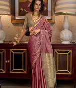 Tussar silk weaving onion pink saree