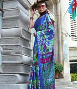 Printed satin multi colour classic saree