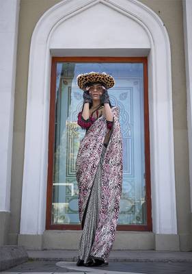 Printed satin multi colour saree 2