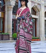 Printed satin multi colour classic saree