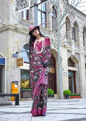 Printed satin multi colour saree 2