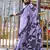Printed satin lavender colour saree