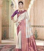 Sky Blue Kanchivaram Silk Zari Weaving With Gold Zari Border And Pallu Saree With Blouse For Women