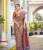 women's banarasi woven purple saree with heavy jacquard work saree with blouse piece