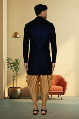 Valvet navy blue handwork sherwani for men's 3