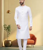 Off white embroidery kurta churidar for men's