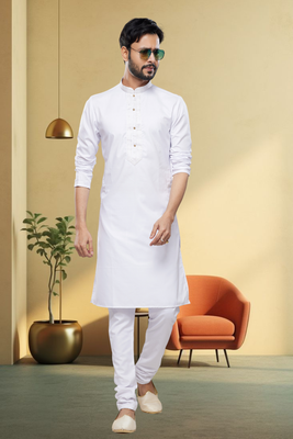 Off white embroidery kurta churidar for men's 2
