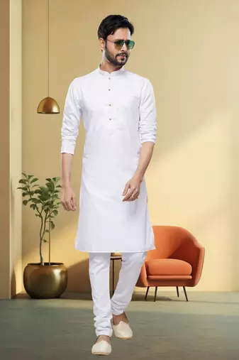 Off white embroidery kurta churidar for men's