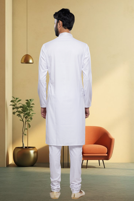 Off white embroidery kurta churidar for men's 3
