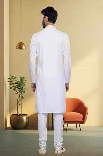 Off white embroidery kurta churidar for men's