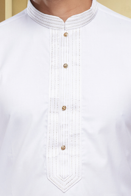 Off white embroidery kurta churidar for men's 4