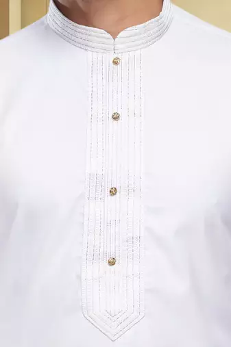 Off white embroidery kurta churidar for men's