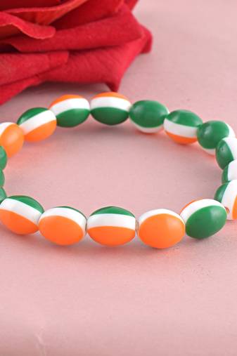 Acrylic bead tri-colour patriotic tiranga bracelet