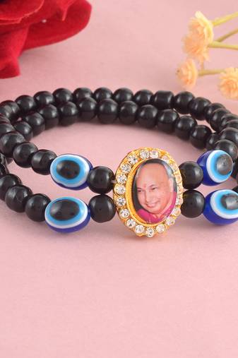 Black onyx evil eye guruji bracelet