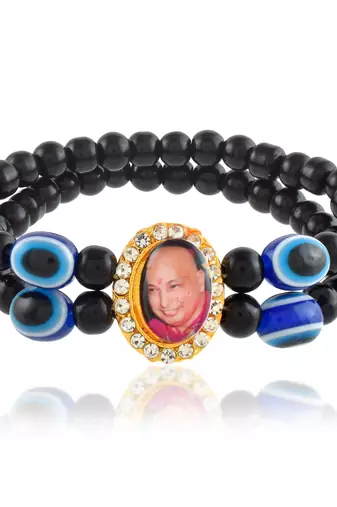 Black onyx evil eye guruji bracelet