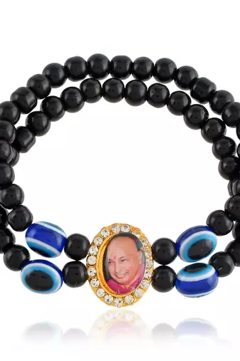 Black onyx evil eye guruji bracelet
