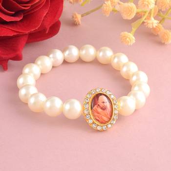 White 10mm pearl bead cz guruji bracelet 1