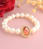 White 10mm pearl bead cz guruji bracelet