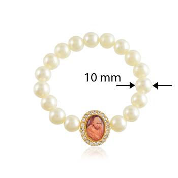 White 10mm pearl bead cz guruji bracelet 2