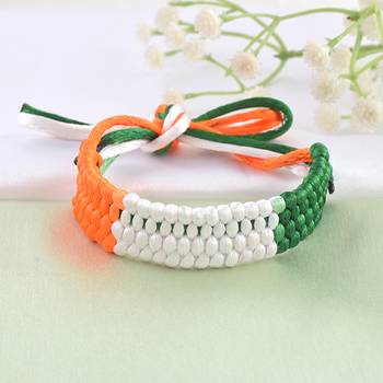 Cotton multi colour tiranga tri-colour patriotic bracelet 1