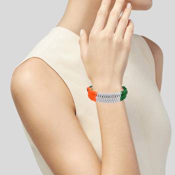 Cotton multi colour tiranga tri-colour patriotic bracelet 3