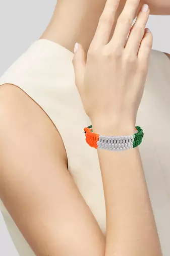 Cotton multi colour tiranga tri-colour patriotic bracelet